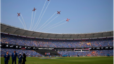 Photo of फाइनल मैच से पहले आसमान में 9 Aircraft ने दिखाए करतब…